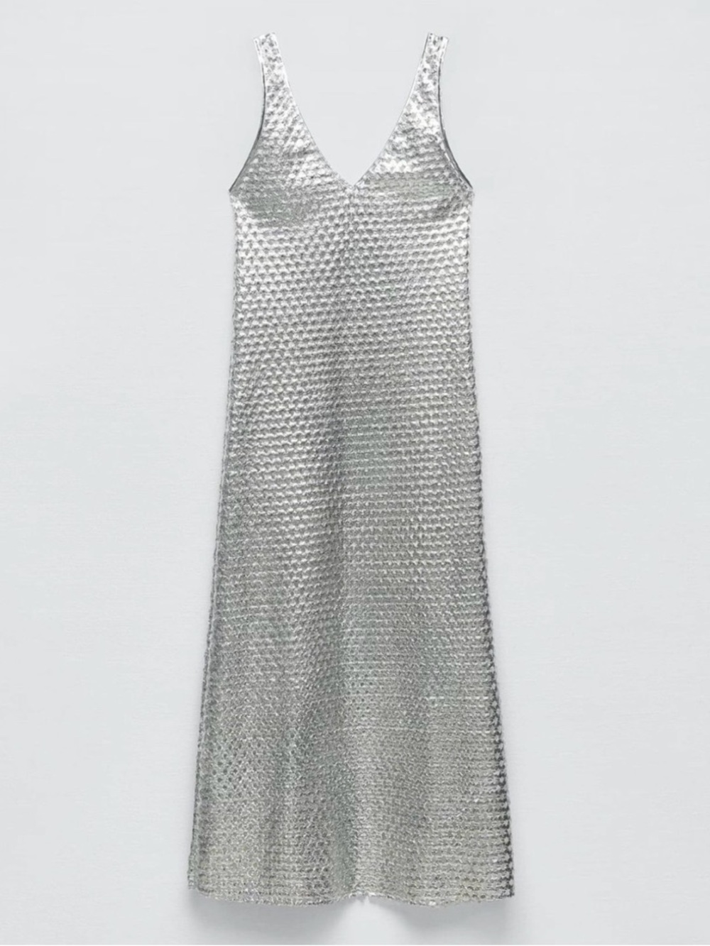 Zara Silver Long Mesh Dress
